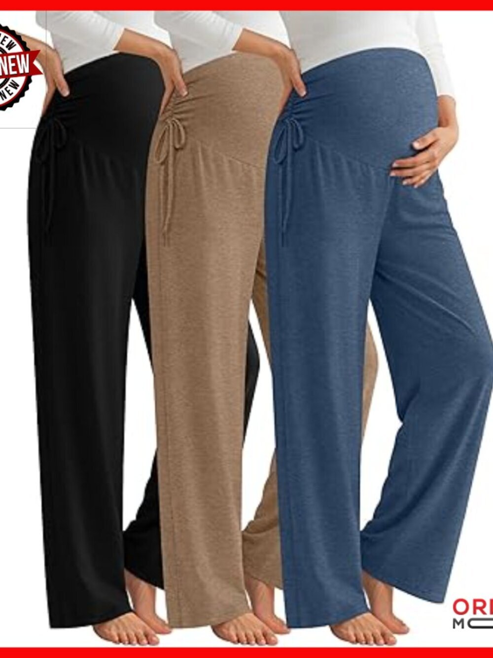 Maternity Pants Over Belly Stretchy Wide Leg Lounge Pants with Pockets